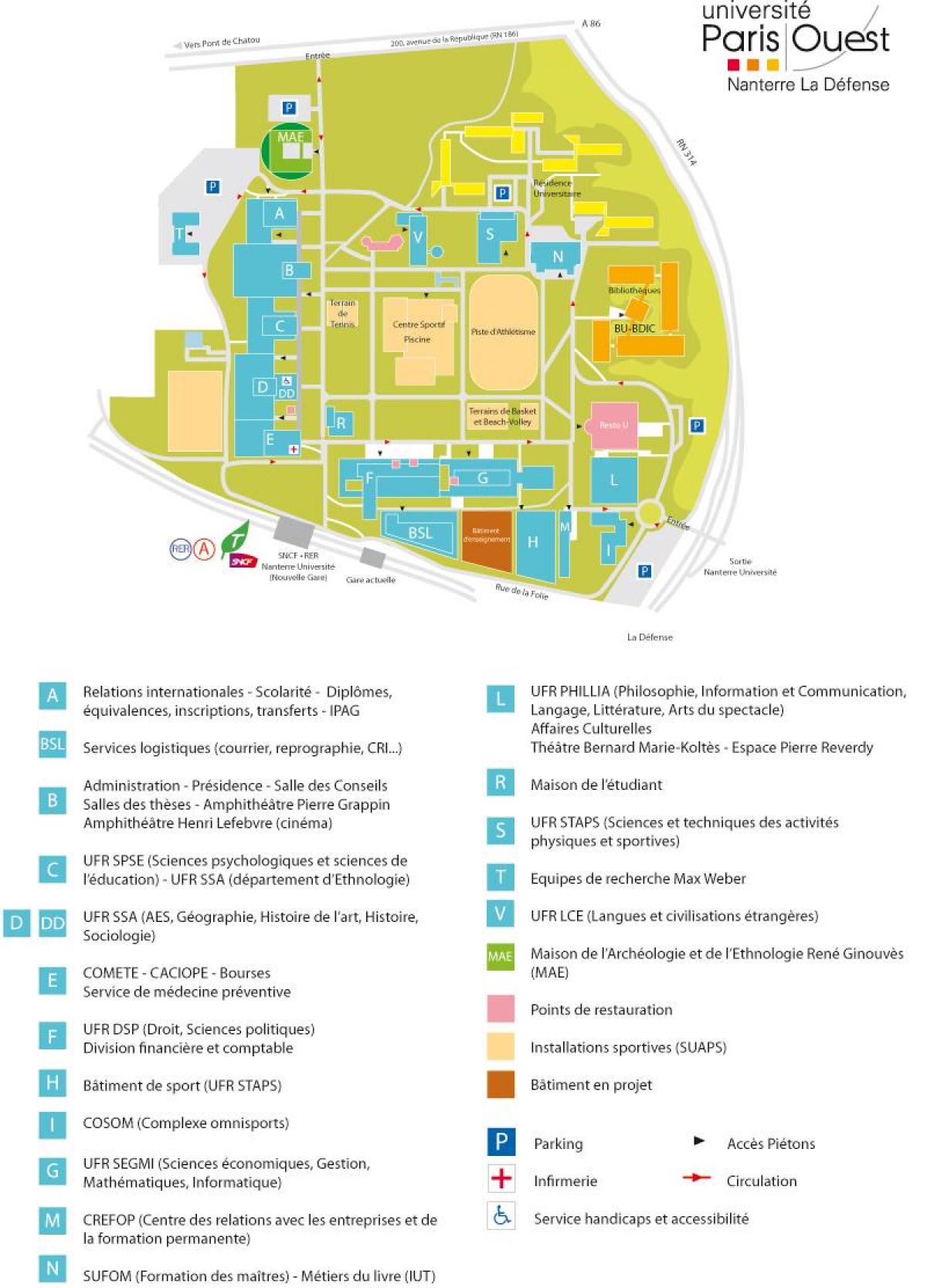 Карта університету Нантер