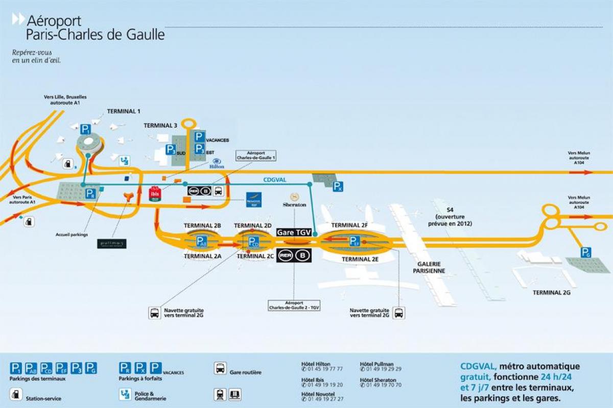 Карту аеропорту Шарля де Голля