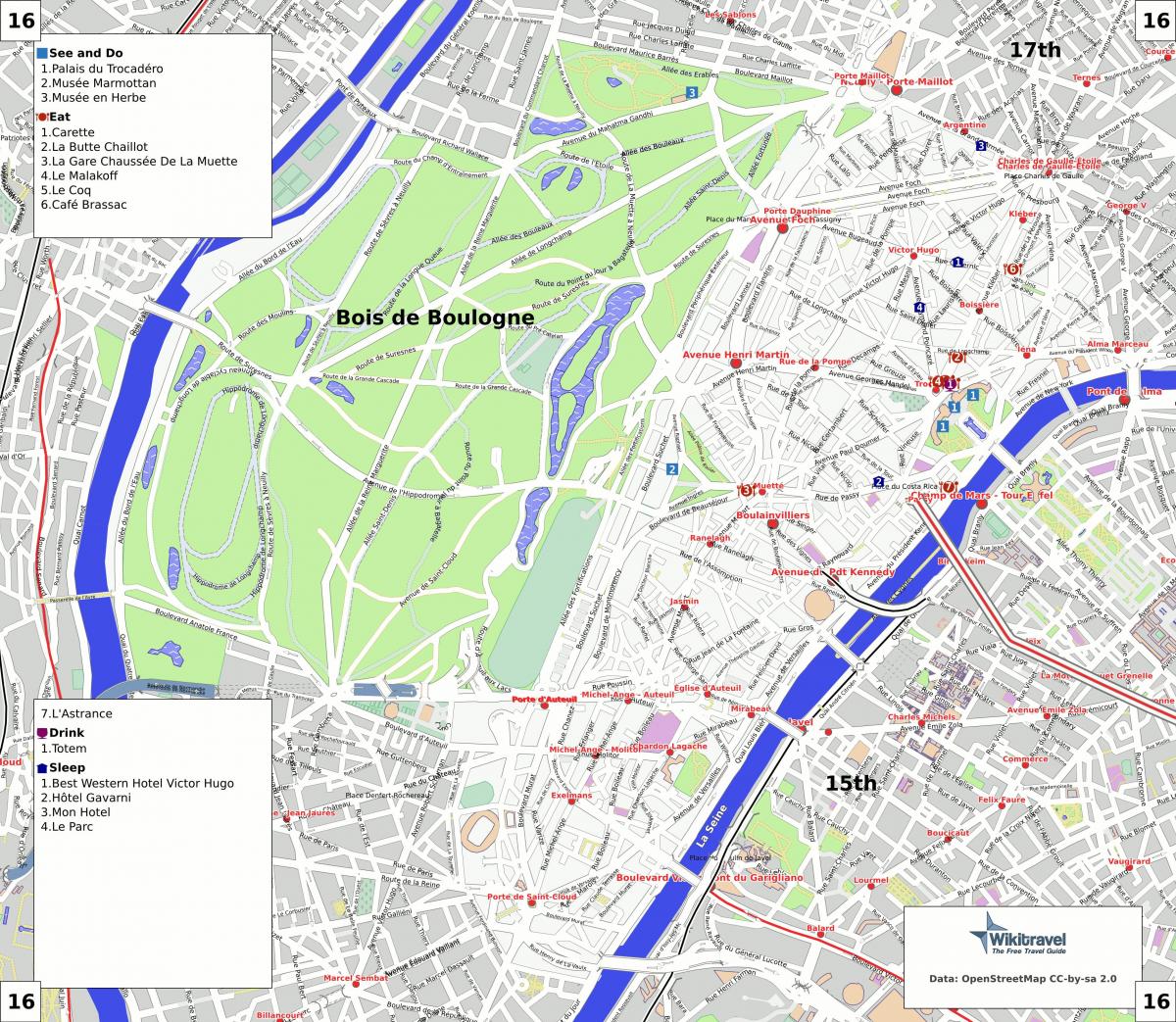 Карта 16-му окрузі Парижа