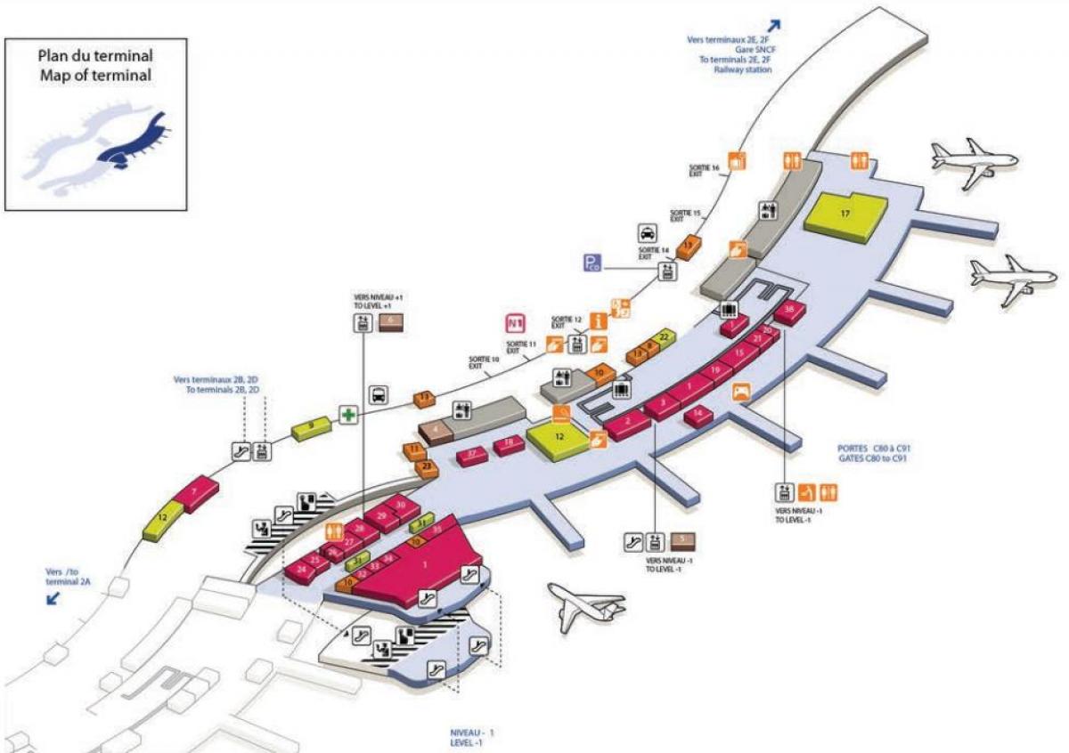 Карта Шарль-де-голь термінал аеропорту 2С