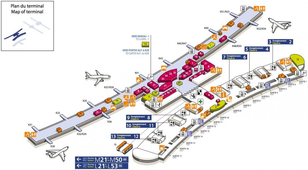 Карта Шарль-де-голь термінал аеропорту 2е