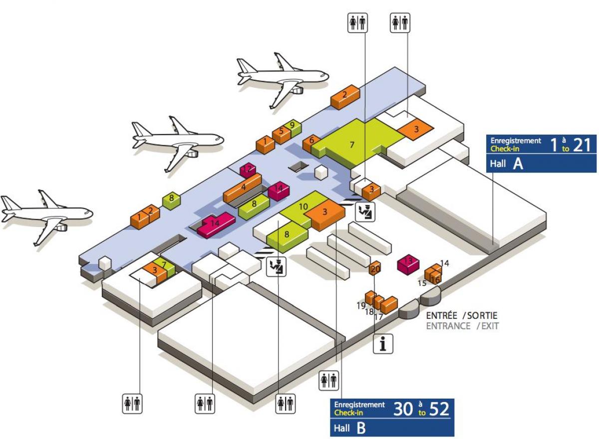 Карта Шарль-де-Голль термінал аеропорту 3