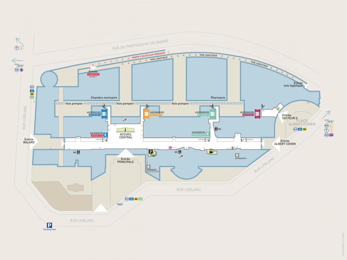 Карта Жоржа Помпіду лікарні