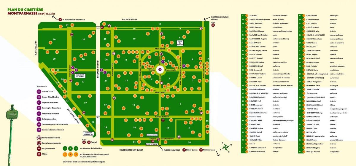 Карта кладовище Монпарнас