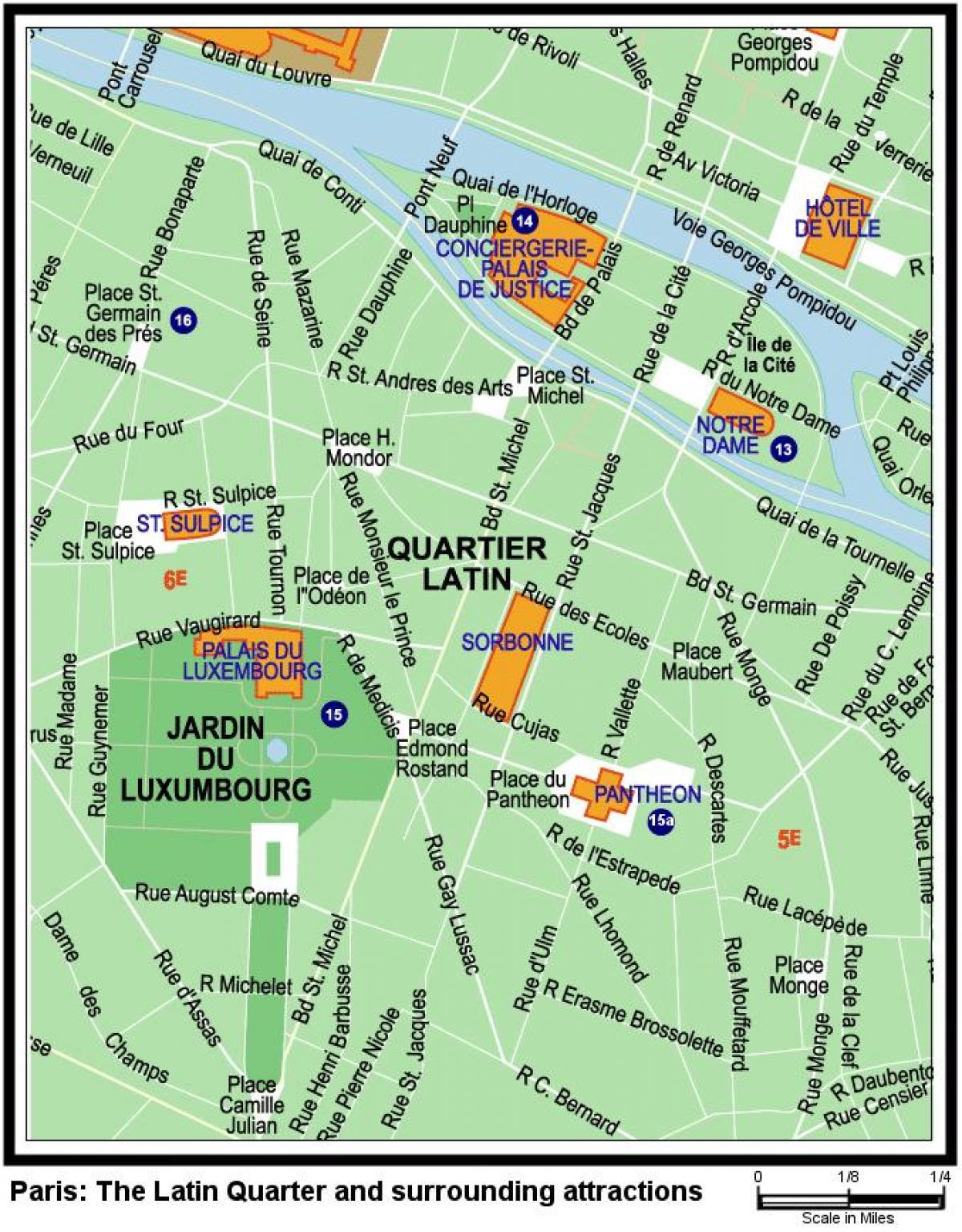 Карта латинського кварталу Парижа