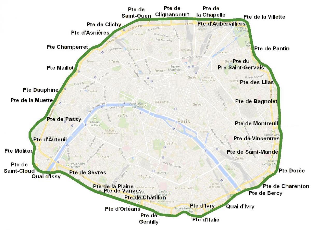 Карта міських воріт Парижа