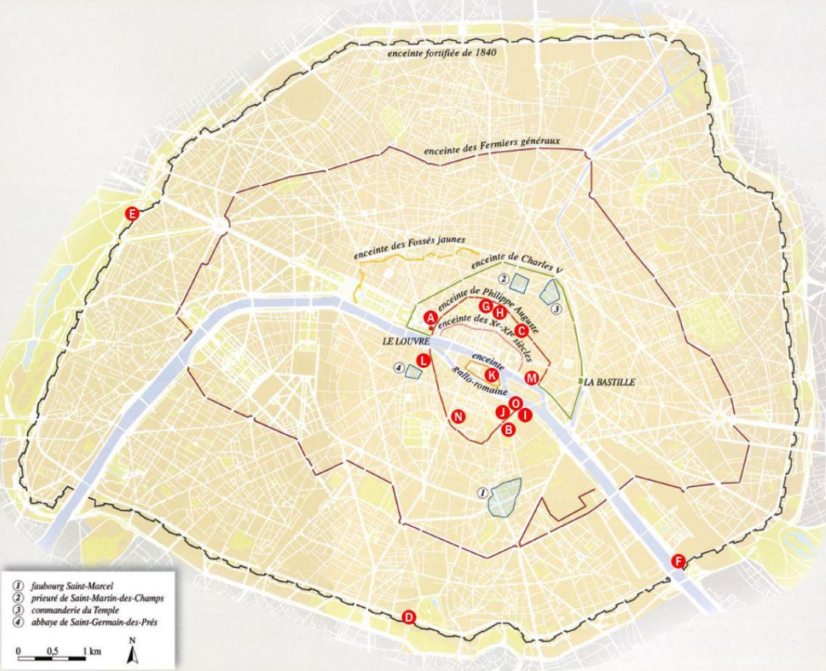 Карта міські стіни Парижа
