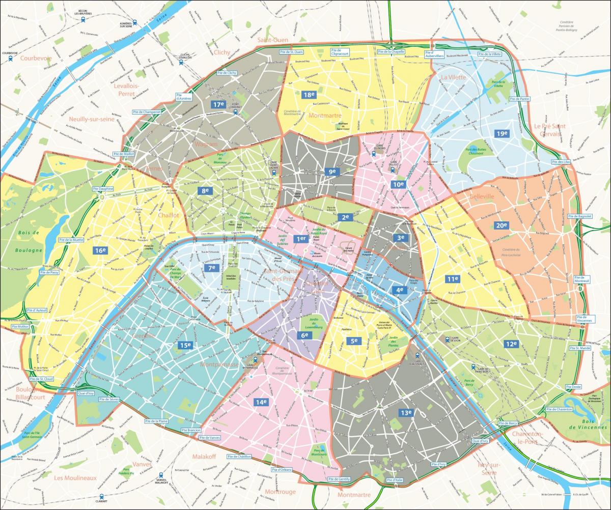 Карта округів Парижа