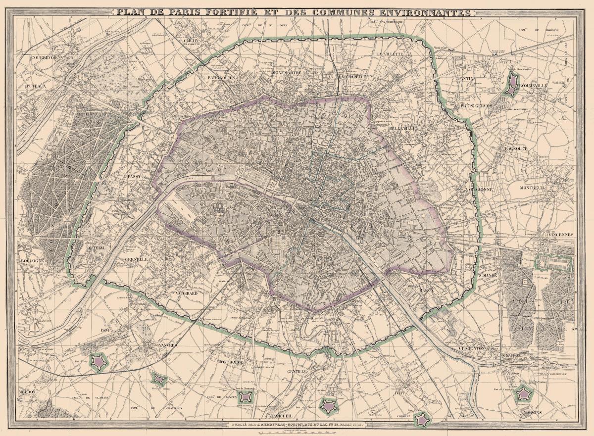 Карта Парижа 1850