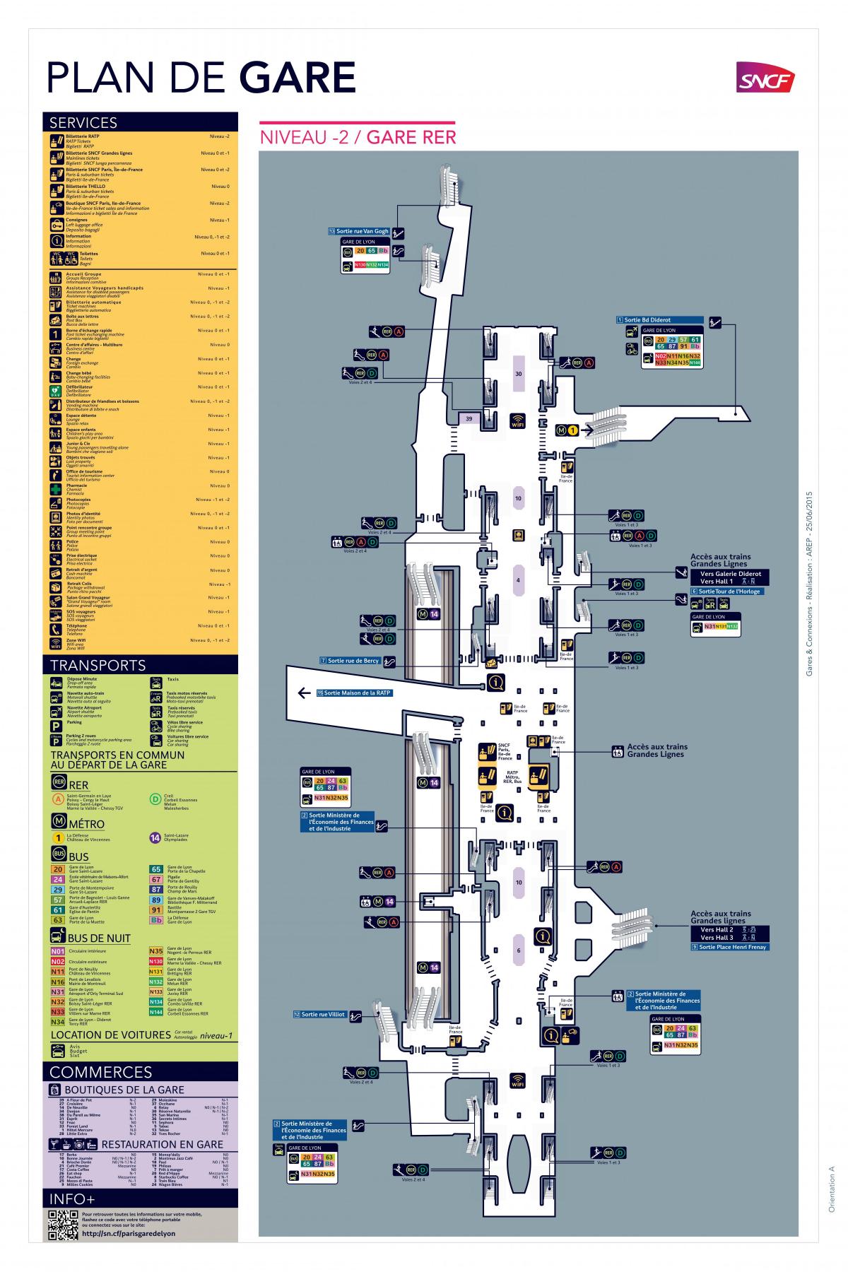 Карта Парижа-Ліонського вокзалу rer