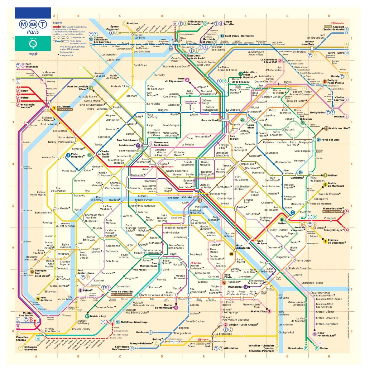 Карта метро Парижа