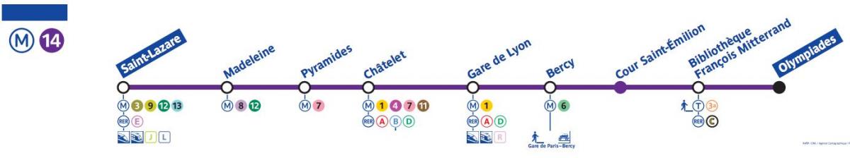 Карта метро Парижа 14
