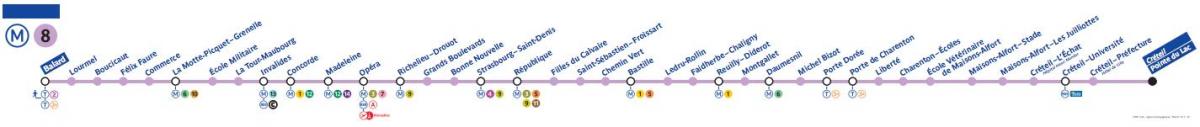 Карта Парижа метро 8