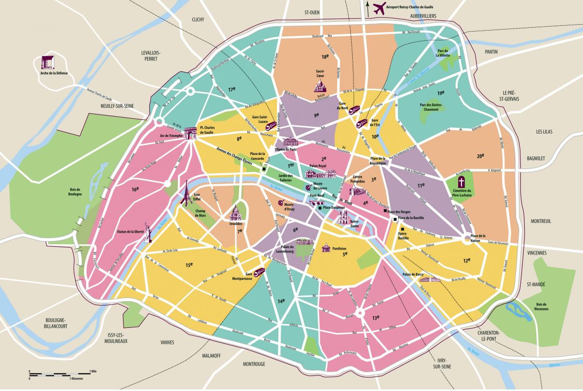 Карта Парижа очний