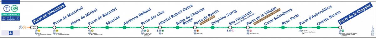 Карта Парижа трамвай T3b