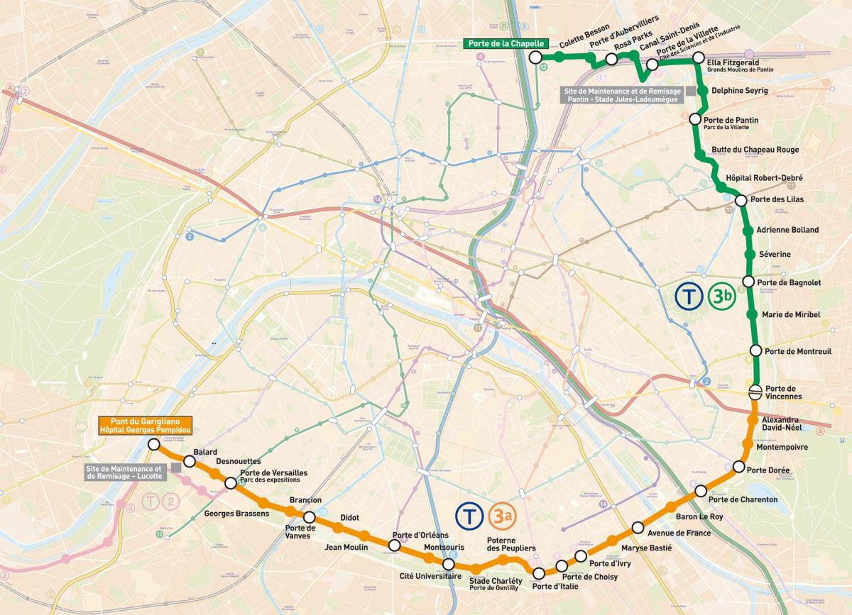Карта Парижа трамваї
