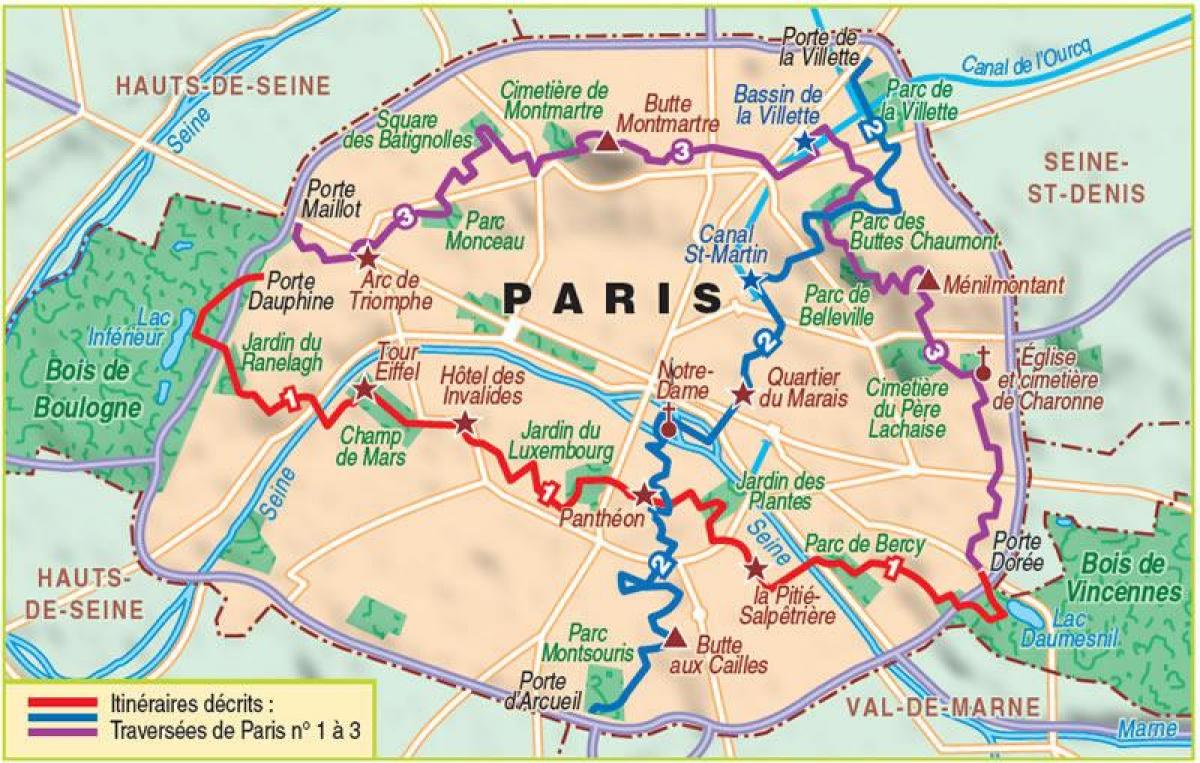 Карта Парижа піші прогулянки