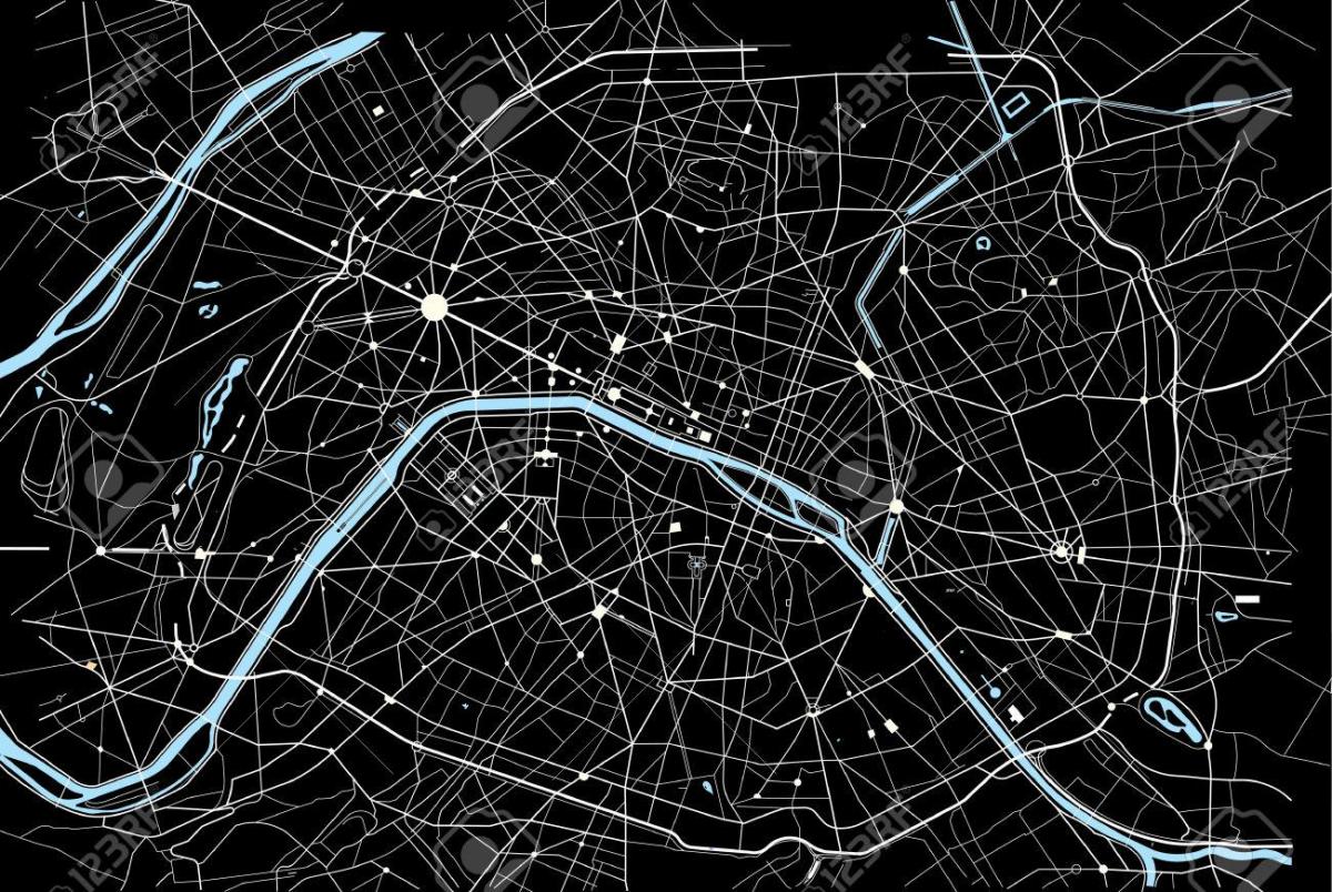 Карта Парижа чорний і білий