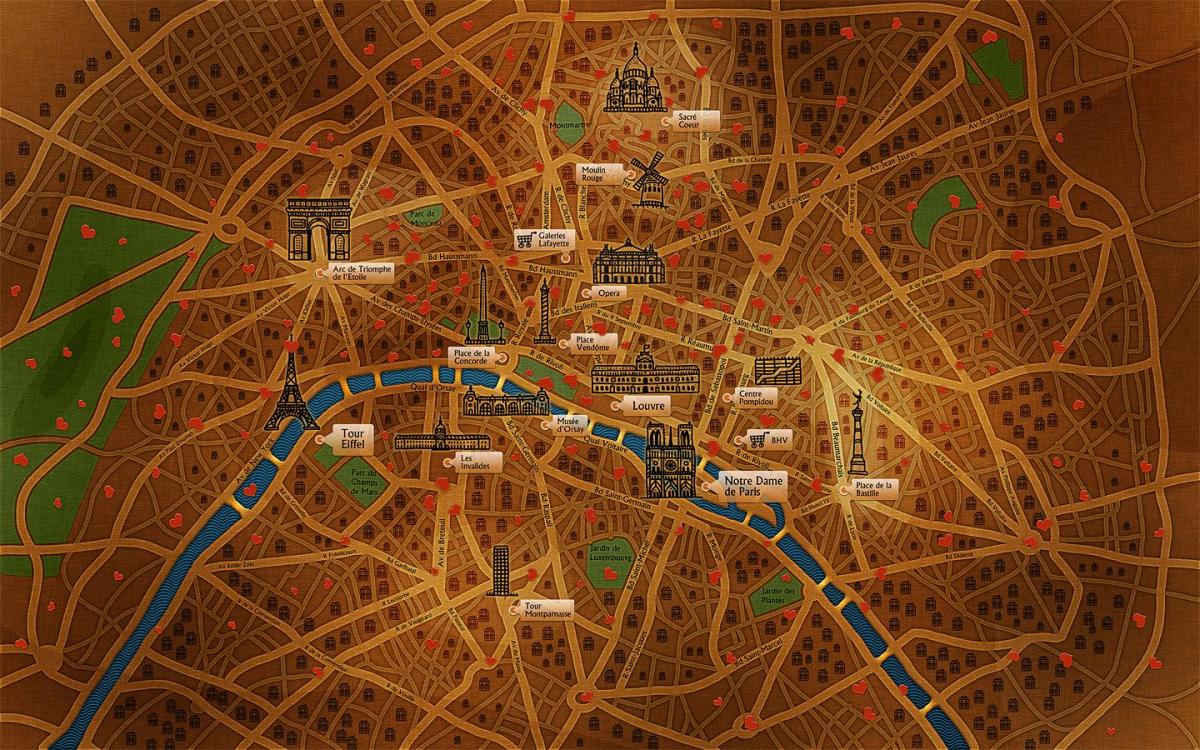 Карта Парижа шпалери