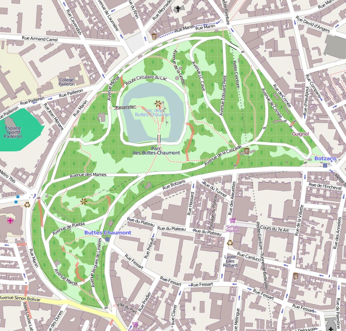 Карта Парку бютт-Шомон