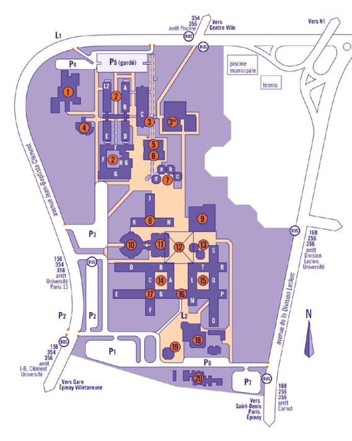 Карта університету Париж 13-го