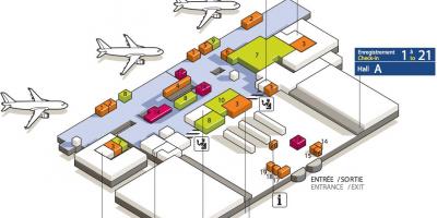 Карта Шарль-де-Голль термінал аеропорту 3