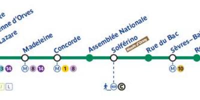 Карта Парижа лінії метро 12