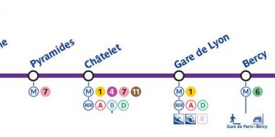 Карта Парижа лінії метро 14