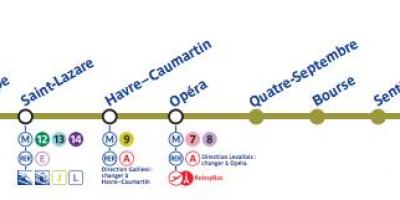 Карта Парижа лінії метро 3