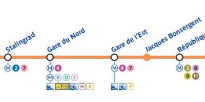 Карта Парижа лінії метро 5