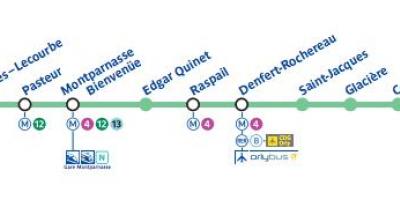 Карта Парижа лінії метро 6